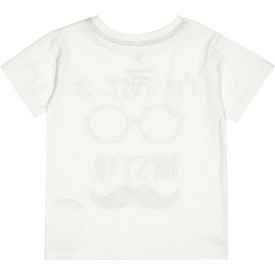 Mini boys white hipster print t-shirt